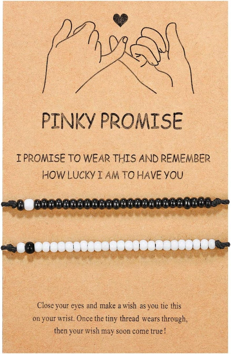 UNGENT THEM Pinky Promise Matching Bracelet for Couples Soulmate Man Distance Relationship Gifts for Women Men Him Her… - Image 1